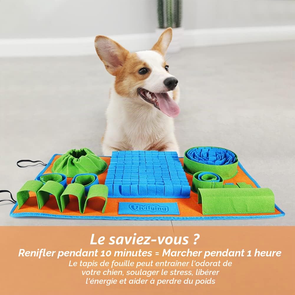 Vivifying Tapis à renifler pour chiens, jeu d'alimentation interactif pour l'ennui et la stimulation mentale, tapis d'alimentation pour chien encourage les compétences naturelles de recherche de