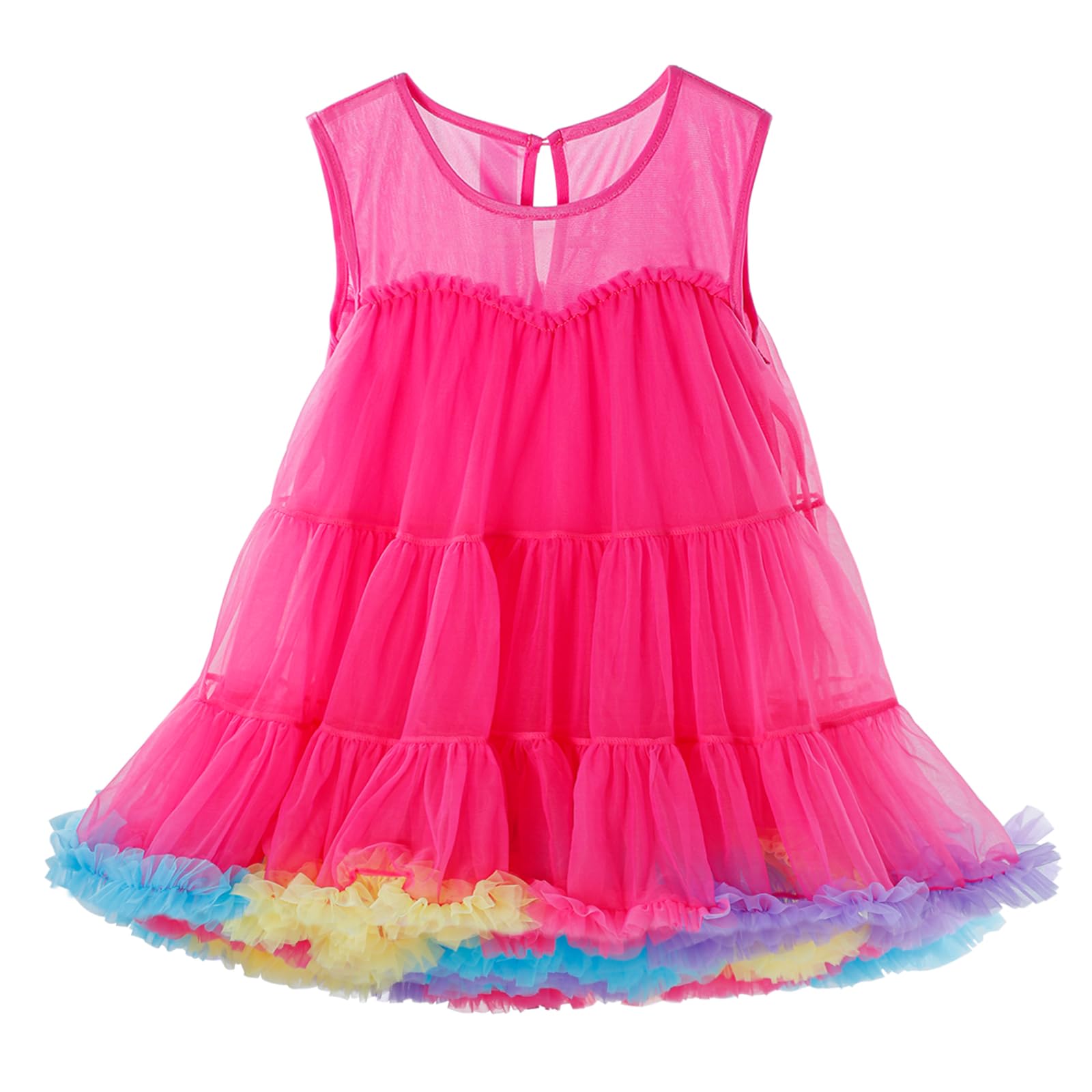 LACOFIA Vestido Tutú Niña con Capas de Tul Suave Vestido Verano de Princesa para Cumpleaños Bodas Fiesta 2-8 Años