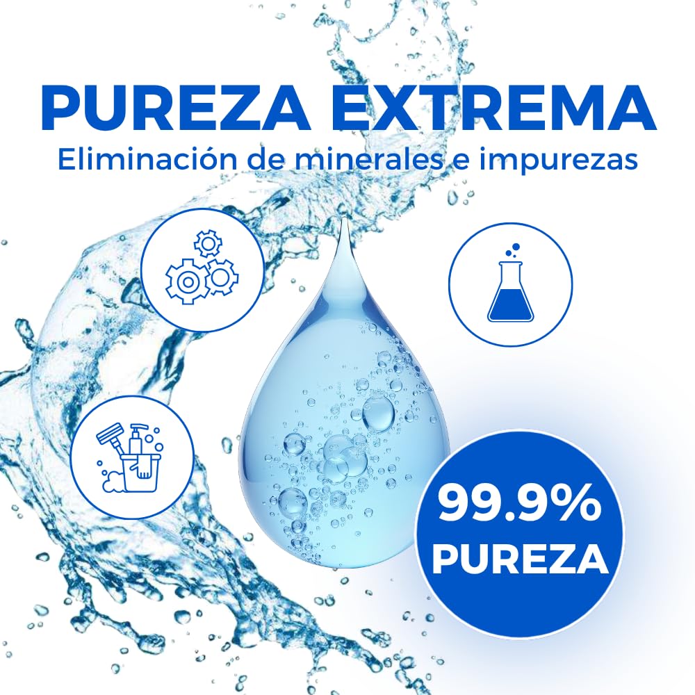 Agua Destilada Desionizada 15 litros para Vehículos Plancha de Vapor Tatuaje Purificada CPAP Autoclave Batería Limpieza Laboratorio Plantas, 3 Garrafas de 5 litros (15 litros)