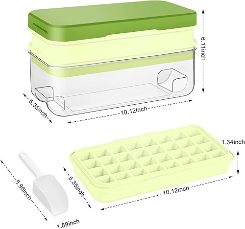 Miniatura 2 de Bandeja para cubitos de hielo con tapa y contenedor, 64 moldes para cubitos de hielo, bandejas de hielo para congelador, molde de bandeja para