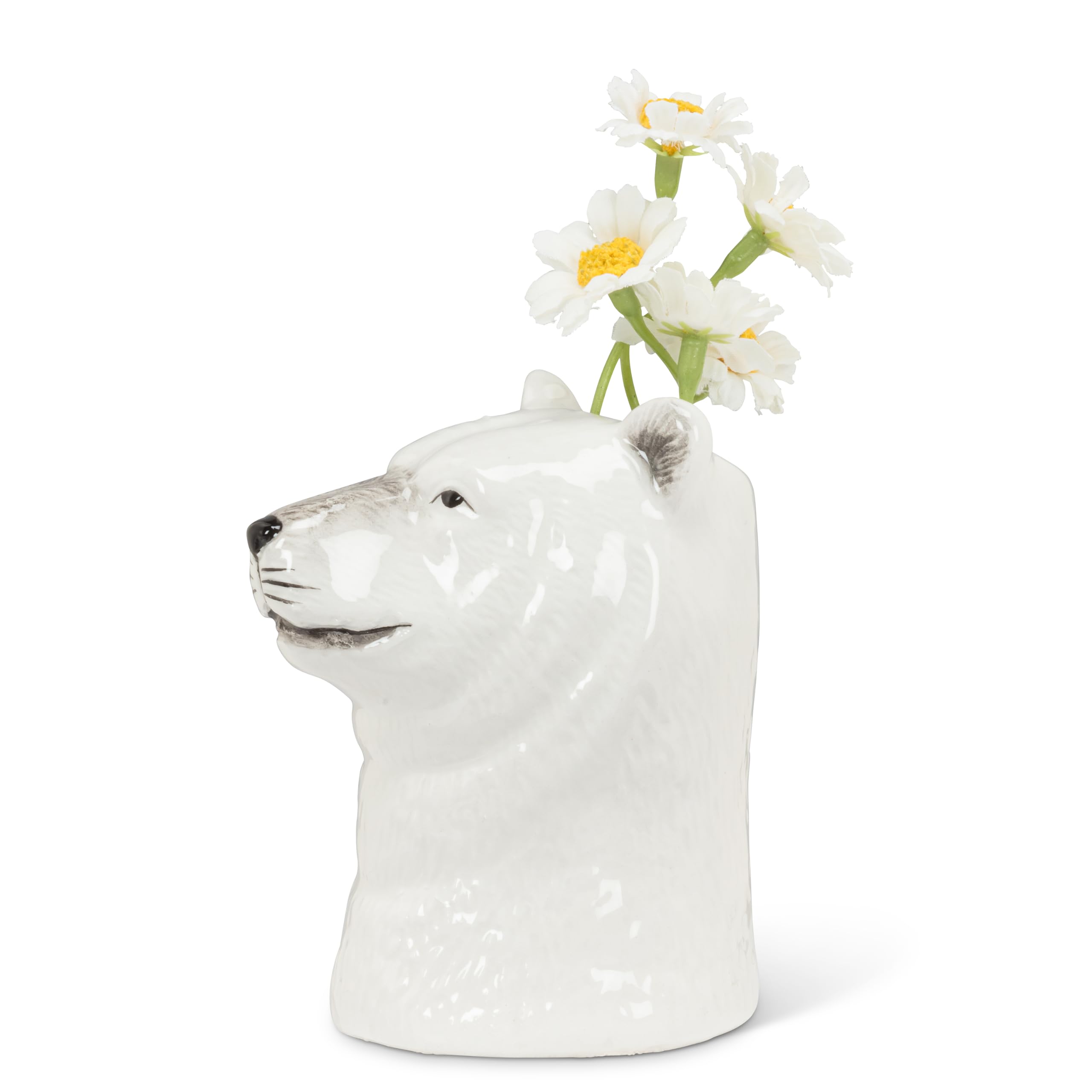 Abbott Collection Home White/Black Abbott Collection Polar Bear Head Bud Vase