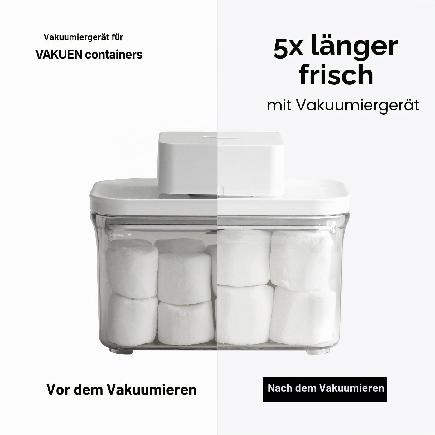 VAKUEN Premium luftdichte Frischhaltedosen, Mini-9-teiliges Set, inklusive Vakuumierer, intelligentem Ein-Klick-Deckel, keine Scharniere, 100 % auslaufsicher, BPA-frei, spülmaschinen-, gefrier- und