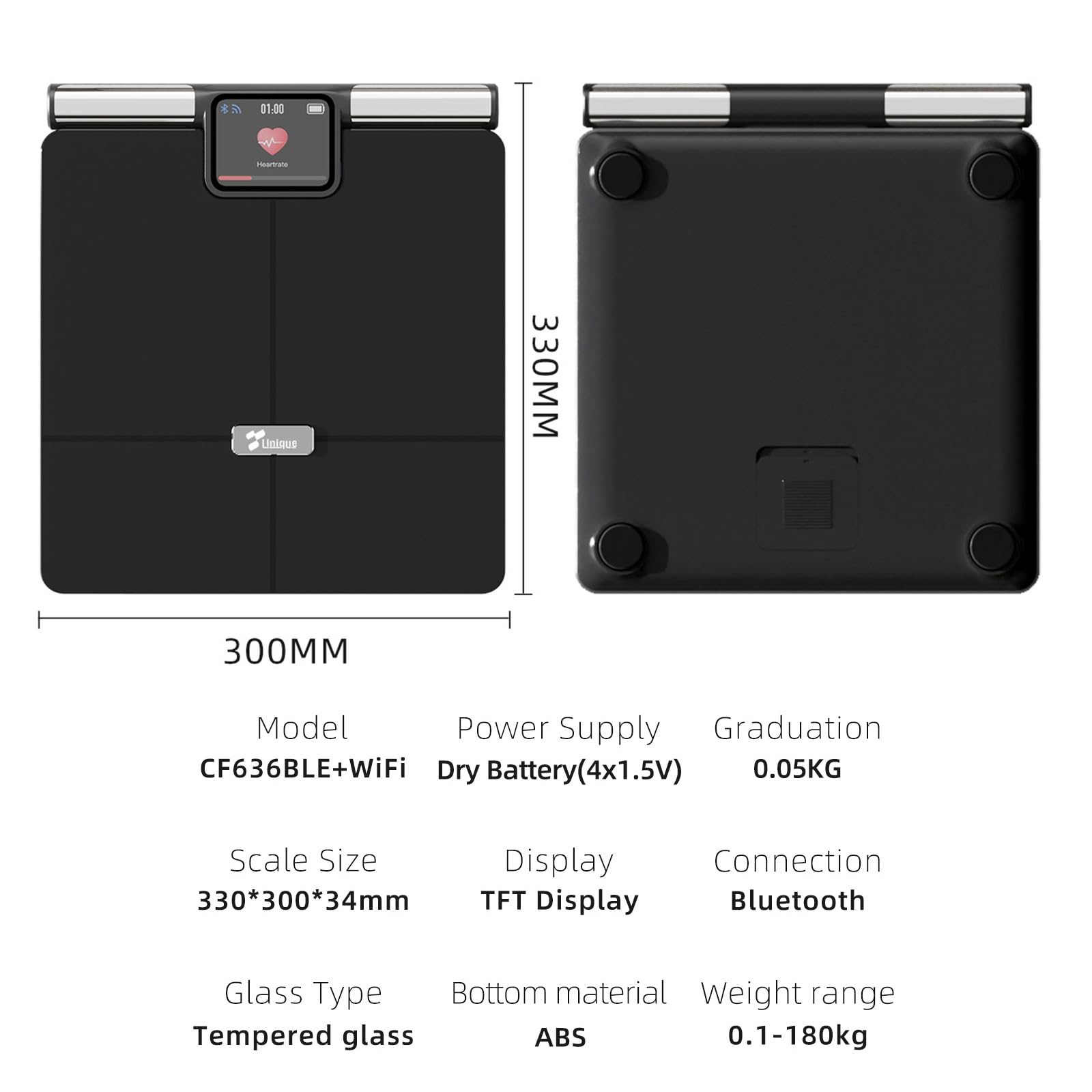 Bilancia Impedenziometrica Wi-Fi E Bluetooth, Analizzatore Composizione Corporea, Monitoraggio Peso E Grasso Corporeo, Bilancia Smart Con App, Display LCD Digitale