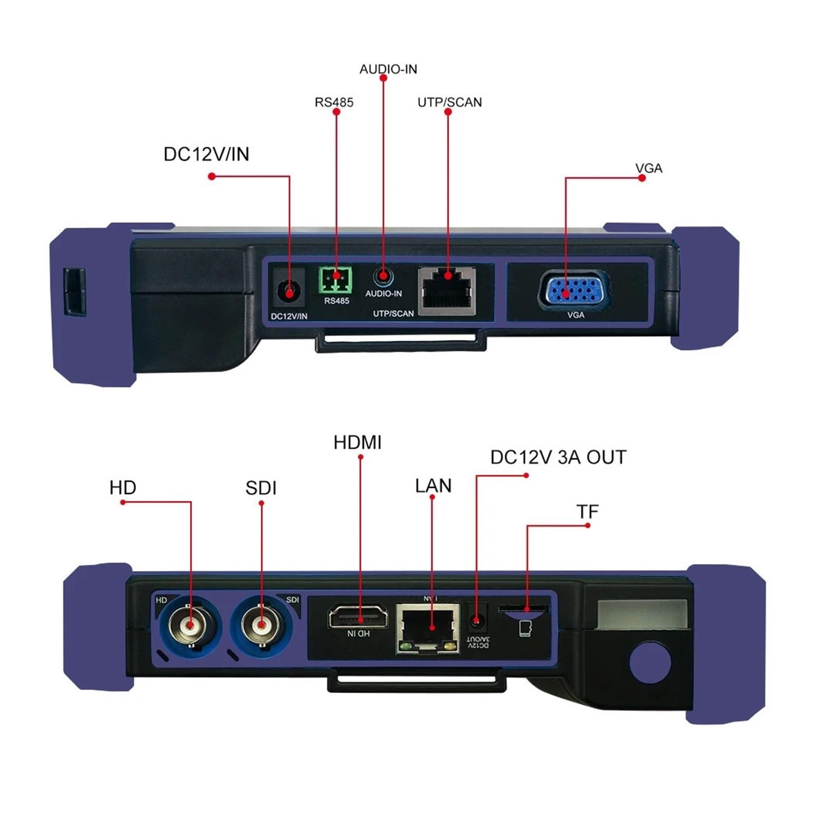 Tester for telecamere CCTV con Ingresso VGA, Monitor CCTV, Tester for telecamere IP, 8MP, AHD, CVI, SDI, 5.4 ", 5", IPC(TI-Z9652)