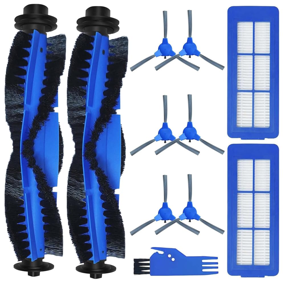 Accessories Kit Replacement Part For Eufy RoboVac 11s Max, 15C Max, 30C Max, G10, G30 For Hiraliy Vacuum Cleaner, 2 Main Roller Brush 6 Side Brush 2 Filter 1 Cleaning Brush