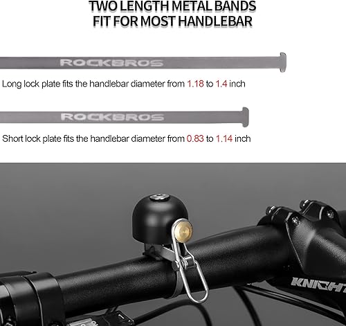 Miniatura 4 de ROCKBROS Campana de bicicleta clásica para bicicleta timbre de anillo con campanas de sonido fuerte para manillar de bicicleta de montaña de Negro