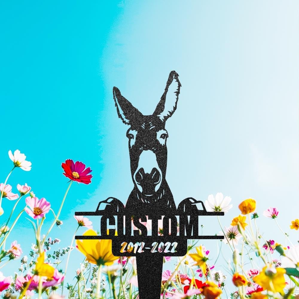 Personalised Donkey Grave Markers, Metal Memorial Garden Stake, Headstones for Graves, Grave Decorations for Cemetery, Remembrance Stake, Pet Memorial Plaque, Pet Tribute