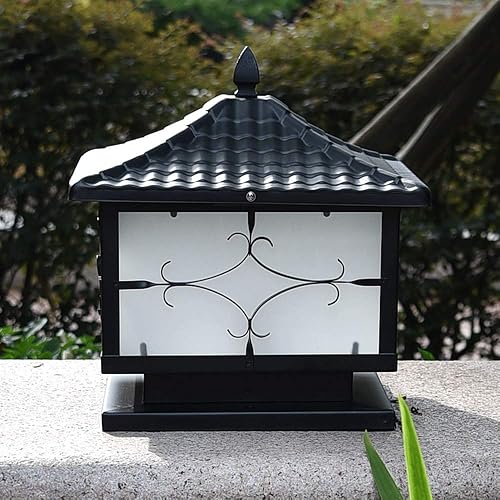 Miniatura 2 de Luces de poste al aire libre, vintage retro arte de hierro columna faro exterior IP55 impermeable linterna china antigua teja poste luz hogar valla