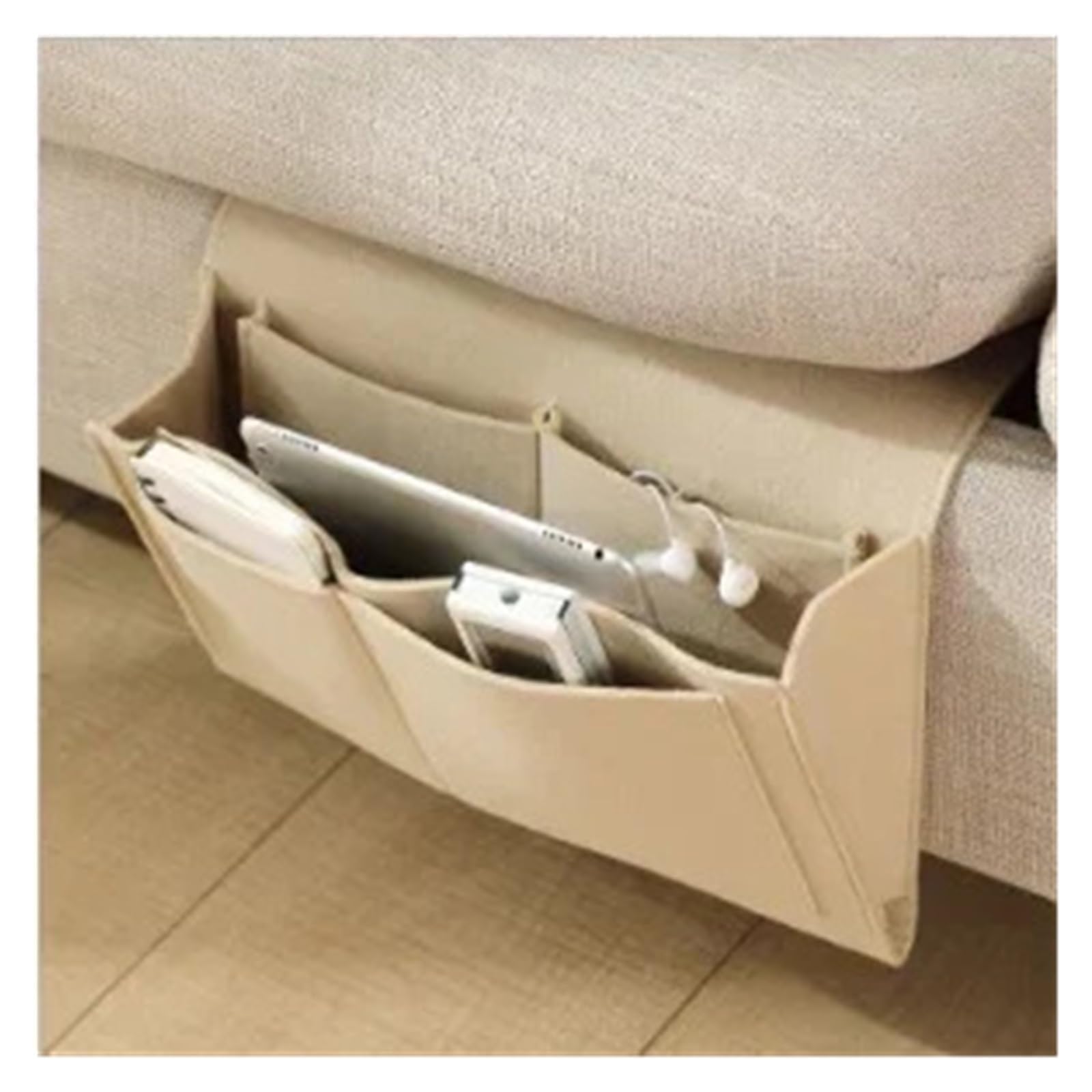 Iopklytf Beige Sofa Armrest Organizer Wood Sofa Armrest Cup Holder Foldable Tray
