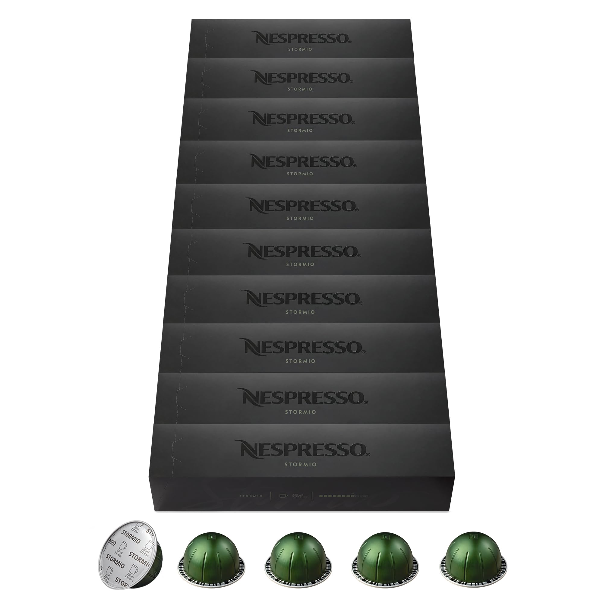 NESPRESSO VERTUO Stormio 100 Kaffeekapseln | Arabica Kaffee, Dunkle Röstung, Intensität 8, Ideal für große Kaffeetasse