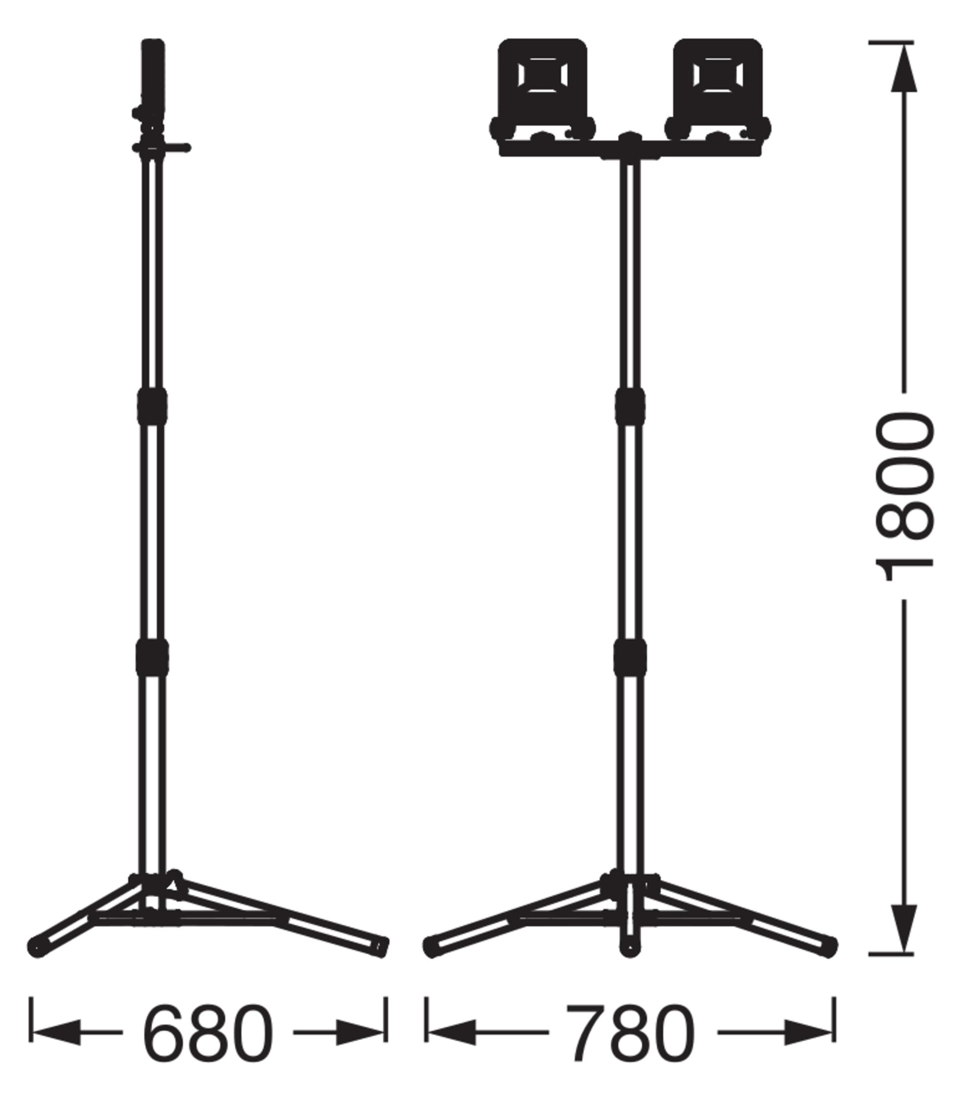 Osram LED Worklight Tripod Baustrahler mit Stativ, 2x50W, 9000lm, 4000K Kaltweiß, höhenverstellbar bis 1,8m, IP65