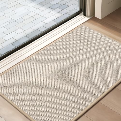 Tuocal Door Mat Non Slip Dirt Trapper Door Matts Indoor 45x75cm Khaki