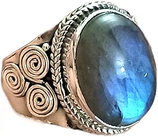 Labradorite Ring, Blue Fire Ring, December Birthstone Ring, Boho Ring, High Blue Flash Ring, Handmade Ring, Gift For Her, Women Ring Charm Ring, Unisex Ring, Cocktail Ring, Best Gifts Forever, Statement Ring, Hippie Ring, Gypsy Ring, Cabochon Ring, Natural Labradorite Jewelry
