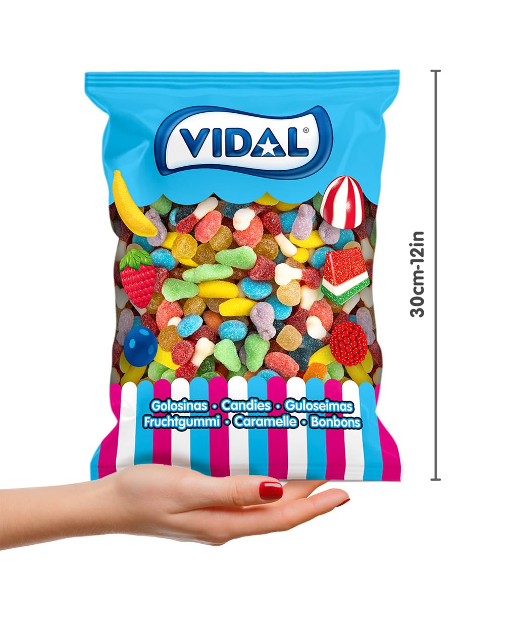 Vidal Mini Mix Azúcar Golosinas Surtido Frutitas Mini Recubiertas Azúcar Sin Gluten Bolsa 1 kg