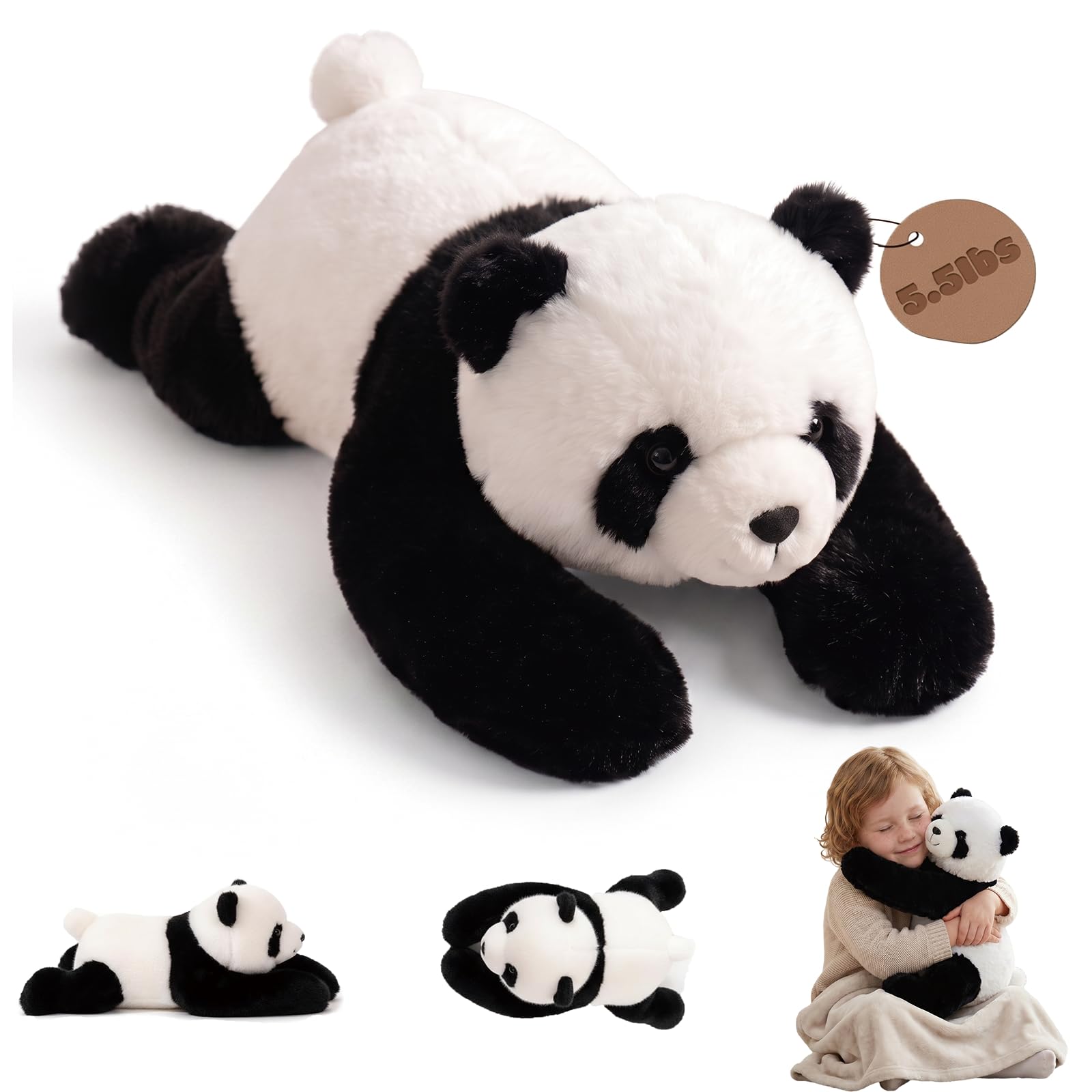 Kaelorae 2.5Kg Weighted Panda Plush Teddy, Stuffed Plush Animals Plushies, Cuddly Puppy Toy for Comfort & Relaxation,Hugging Pillow for Anxiety Relief & Sleep Support (Panda, 65cm)