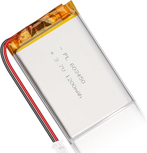 603450 3.7V 1200mAh LiPo Batería - Batería recargable de polímero de litio con placa de protección y conector Micro JST 1.25 para dispositivo
