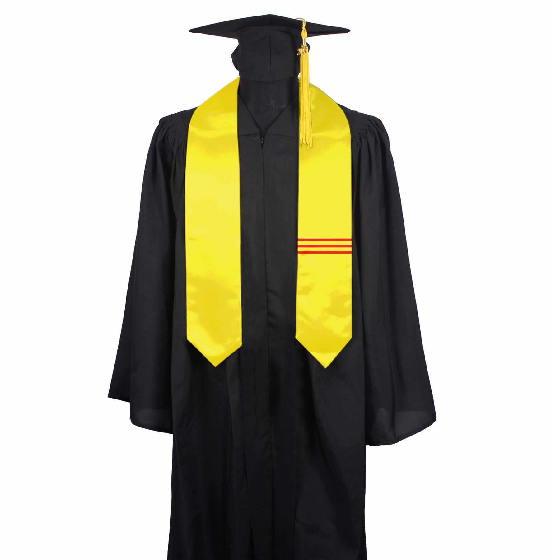 SECUNL South Vietnam Flag Graduation Stole Sash, South Vietnam Flag Graduation Shawl Sash Stole Wraps Scarf For International Study Pride Women Men