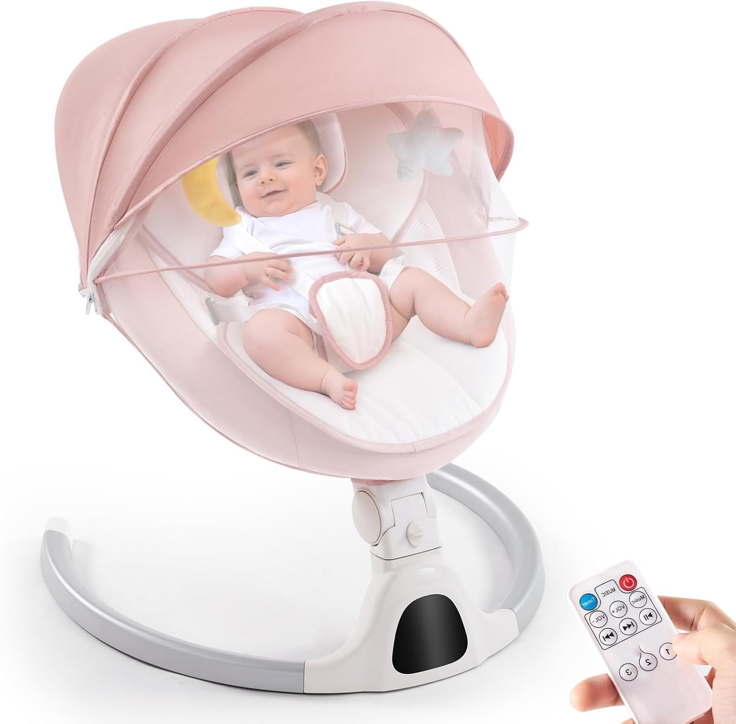 Photo 1 of ***missing parts **Baby Swing for Infants,Comfort Cradling Baby Rocker Portable Newborn Swing with Music/Remote Control/Timing Function,Grey