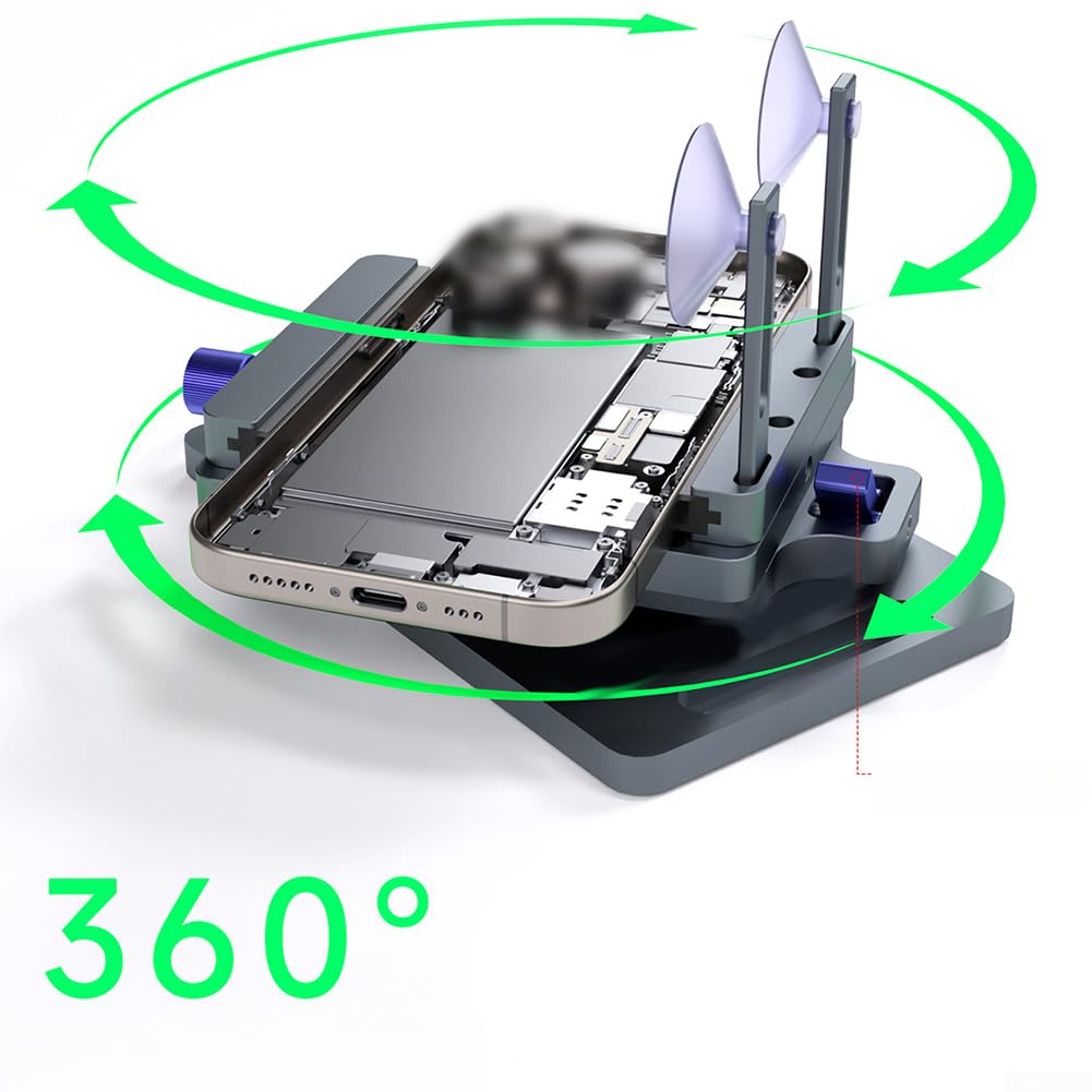 Separatore dello schermo girevole a 360° CP8, strumento di riparazione in metallo con forte ventosa e design antistatico per lo smontaggio dello schermo del cellulare, dispositivo di fissaggio