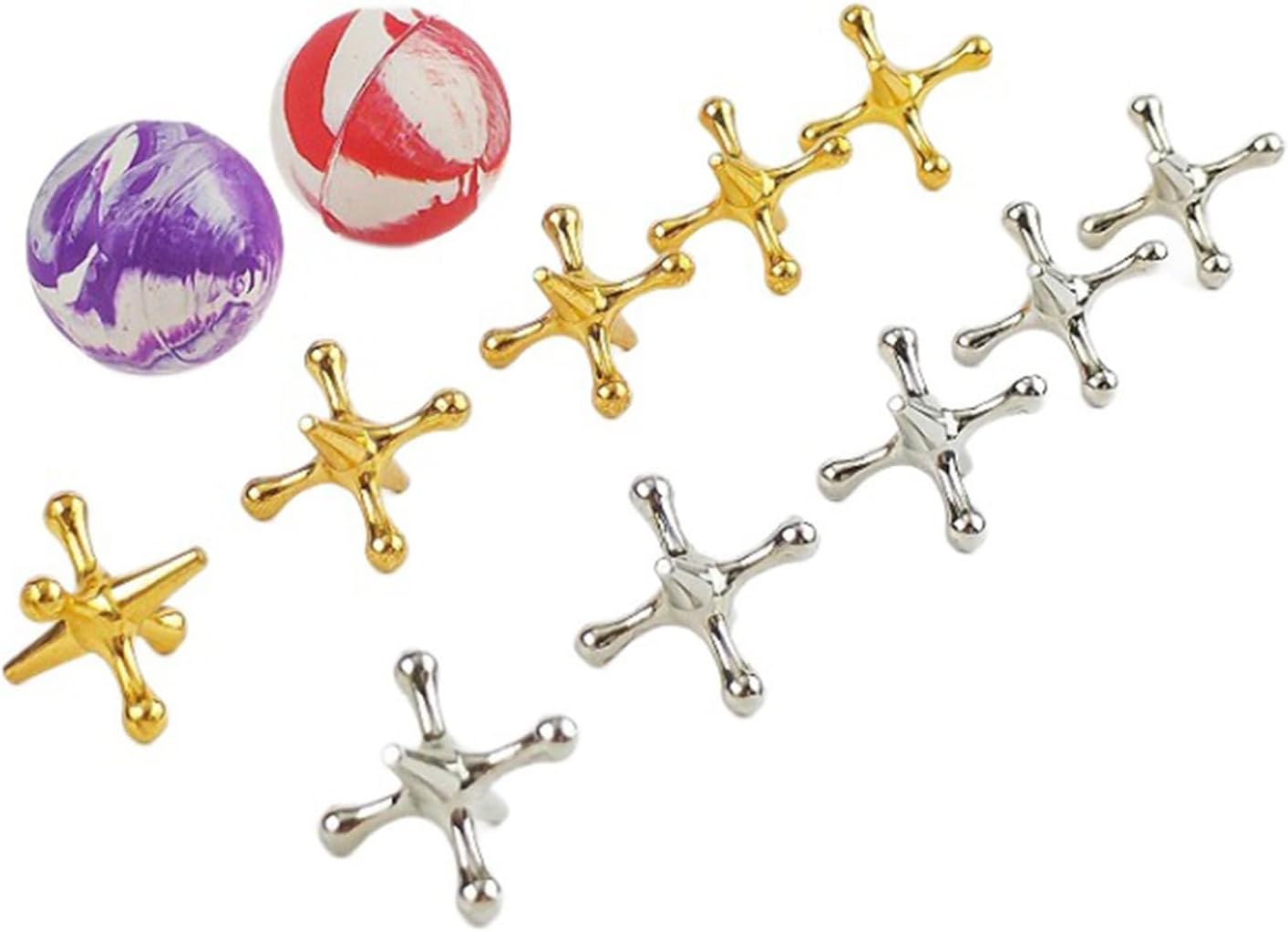 Relaxation Game Balls Set With Metal Jacks And Elastic Bouncy Balls For Stress Relief For Worker And School Kids Stress Relief Game Set