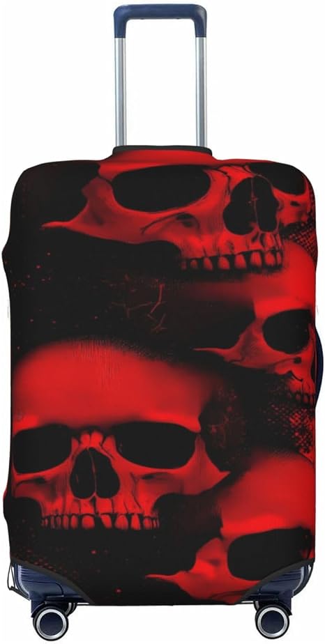 Elastic Luggage Cover For Suitcase 18-32 Inch-Red And Black Abstract Skull