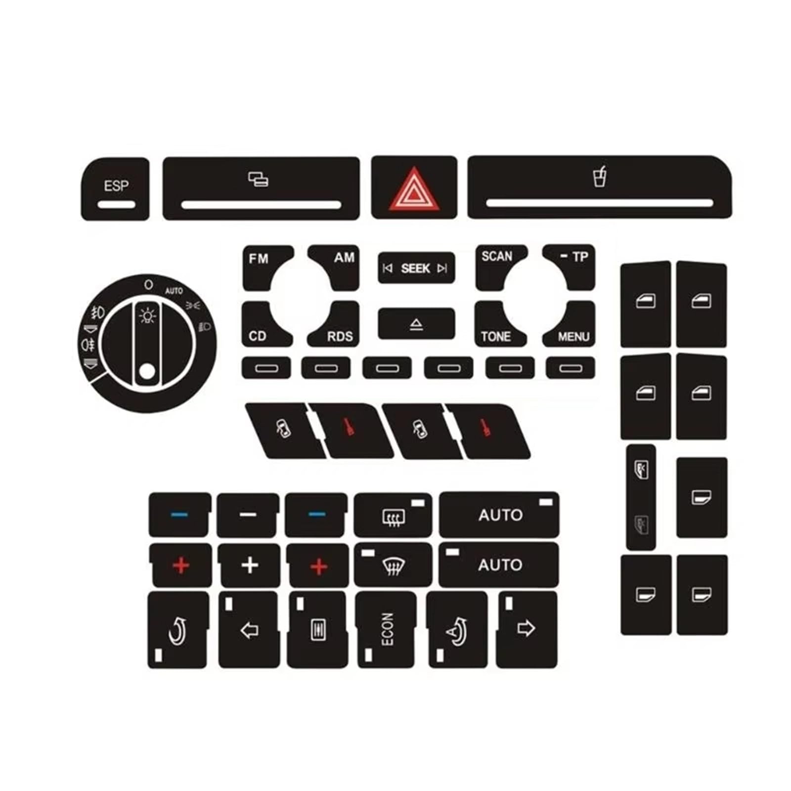 Auto Button Sticker Compatible with for B7 Automotive Interior Accessories Button Repair Decal Sticker Interior Button Stickers for Vehicles