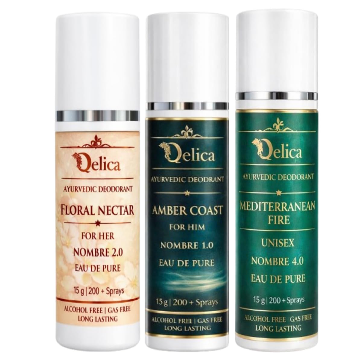 Qelica Deodorant Spray for Men & Women 45g | Ayurvedic Water Based, Long-Lasting, Alcohol Free, No Gas (Combo, Nombre 2.0 & 1.0 & 4.0)-image-40