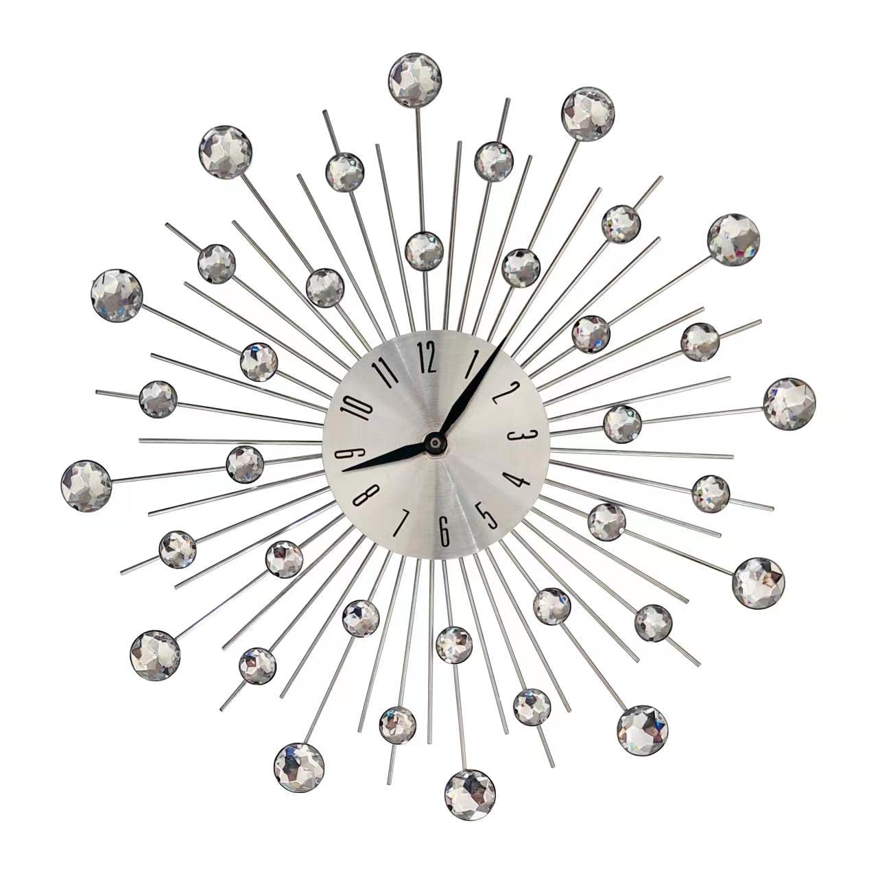 Peter best Crystal Starburst Wall Clock Decor Battery Operated ,Non-Ticking for Bed Room Wall Clock Art Decor ,13 Inches, Sunburst, 13inches (ledkdi552MDKI52likk)