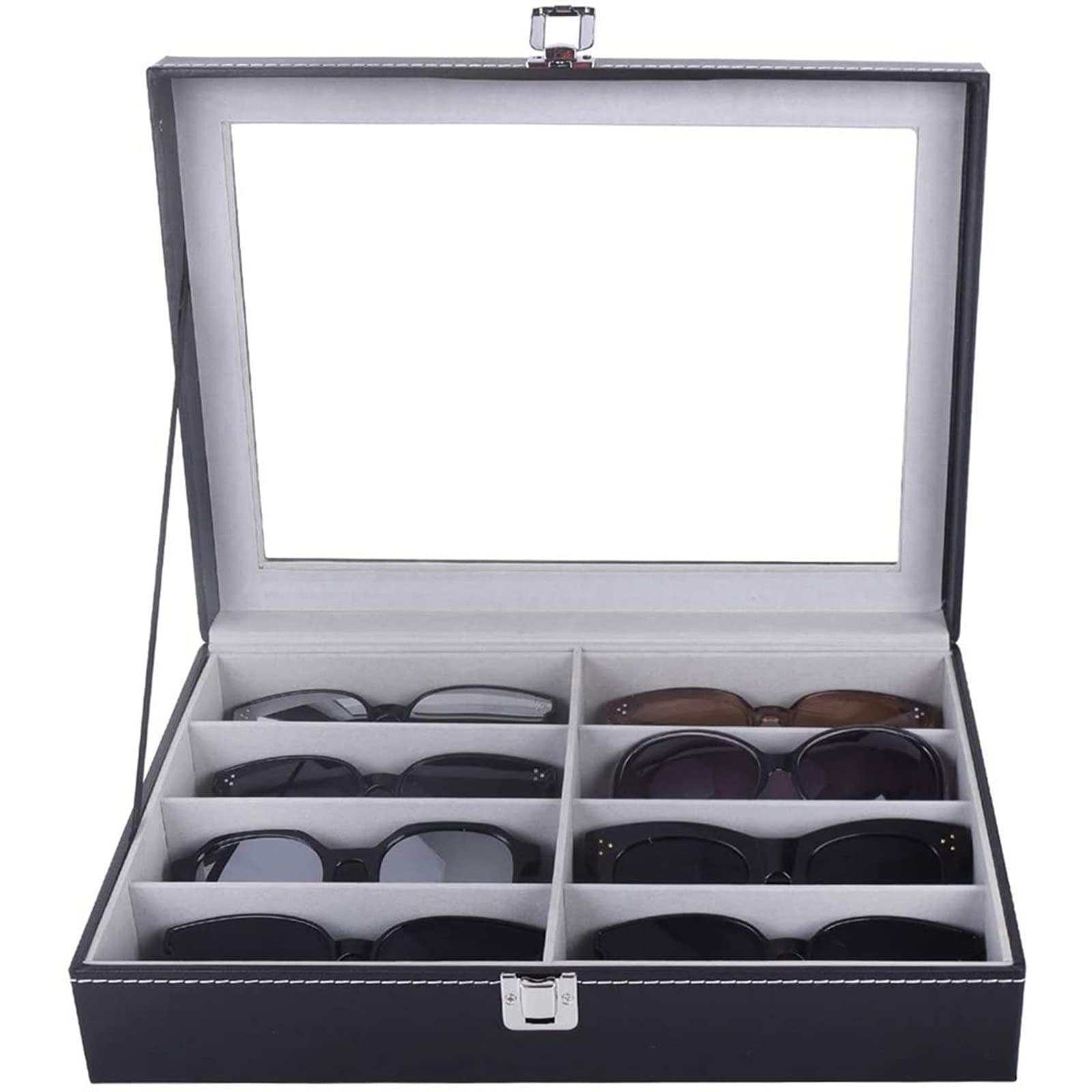 8 slotów PU skórzane etui na okulary przeciwsłoneczne dla kobiet mężczyzn okulary pudełko ekspozycyjne zegarek jubilerski Organizer prezent urodzinowy Watchse Storage Box (Color : Rose Red)
