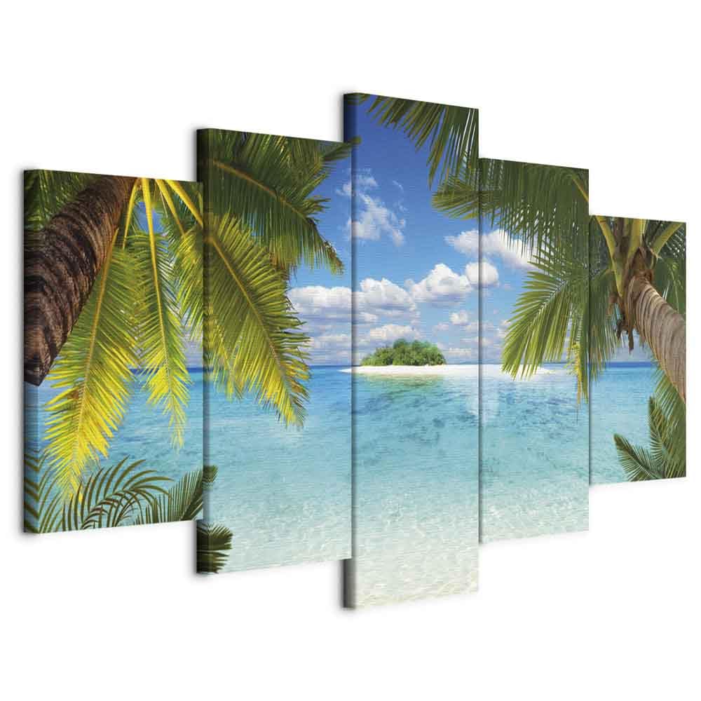 Cuadros B&D XXL - Cuadro en Lienzo Playa Mar 150x75 cm 5 piezas - Impresión en material tejido no tejido cuadros decoracion salon modernos lienzos - Paisaje Naturaleza c-A-0034-b-m