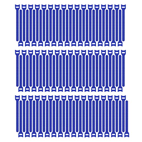 Pasow 100pcs Reusable Fastening Cable Ties Adjustable Wire Management 8 Inch (Blue)