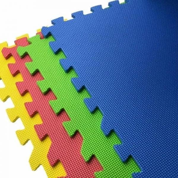 AJX Large Soft Foam EVA Kids Floor Mat Extra Thick Interlocking Multi Color Red Yellow Blue Green EVA Soft Foam Exercise Floor Mats 60x60x1.2cm (16 Mats (64 Square Feet))