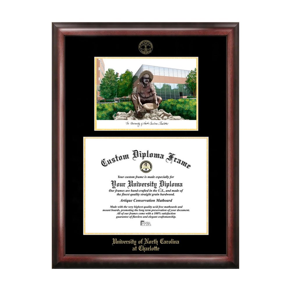 Campus Images NC993LGED University of North Carolina, Charlotte Embossed Diploma Frame with Lithograph Print, 11" x 14", Gold