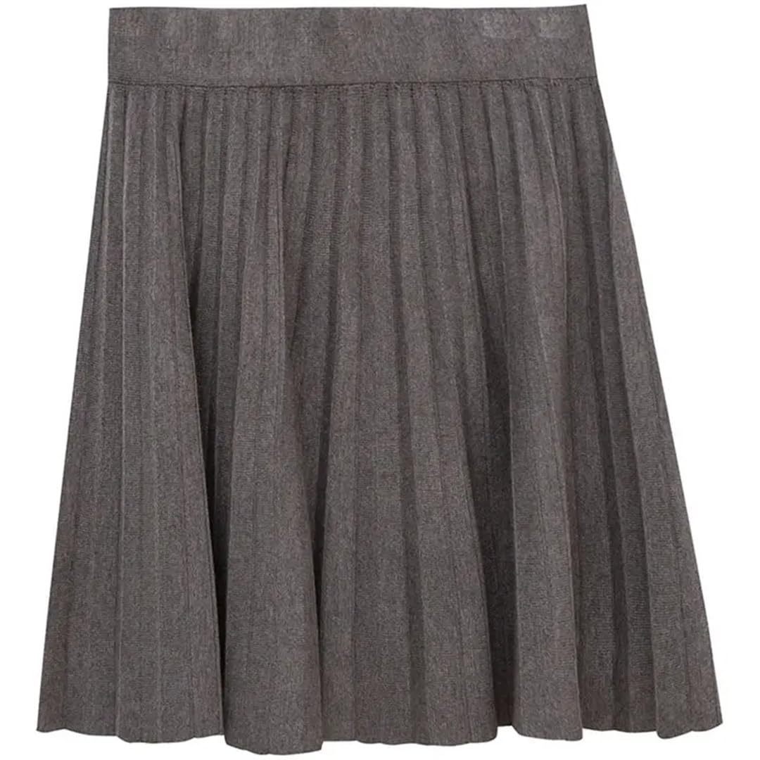 Donne Inverno Coreano Gonne A Pieghe Vita Alta Solido Sottile A-Line Gonna Lavorata A Maglia