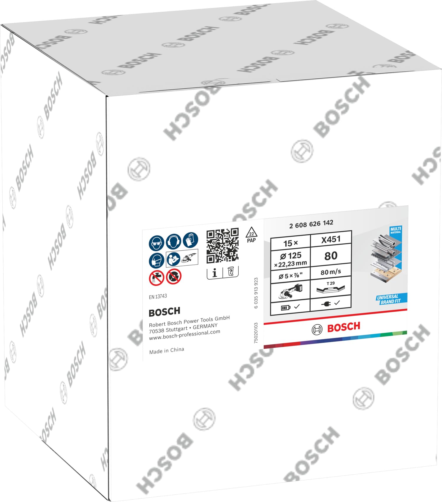Bosch 15x Disco lamellare X451, G80, G120 (per Acciaio, Alluminio, Ø 125 mm, Grano 80, Professional Accessorio Smerigliatrice angolare piccola)