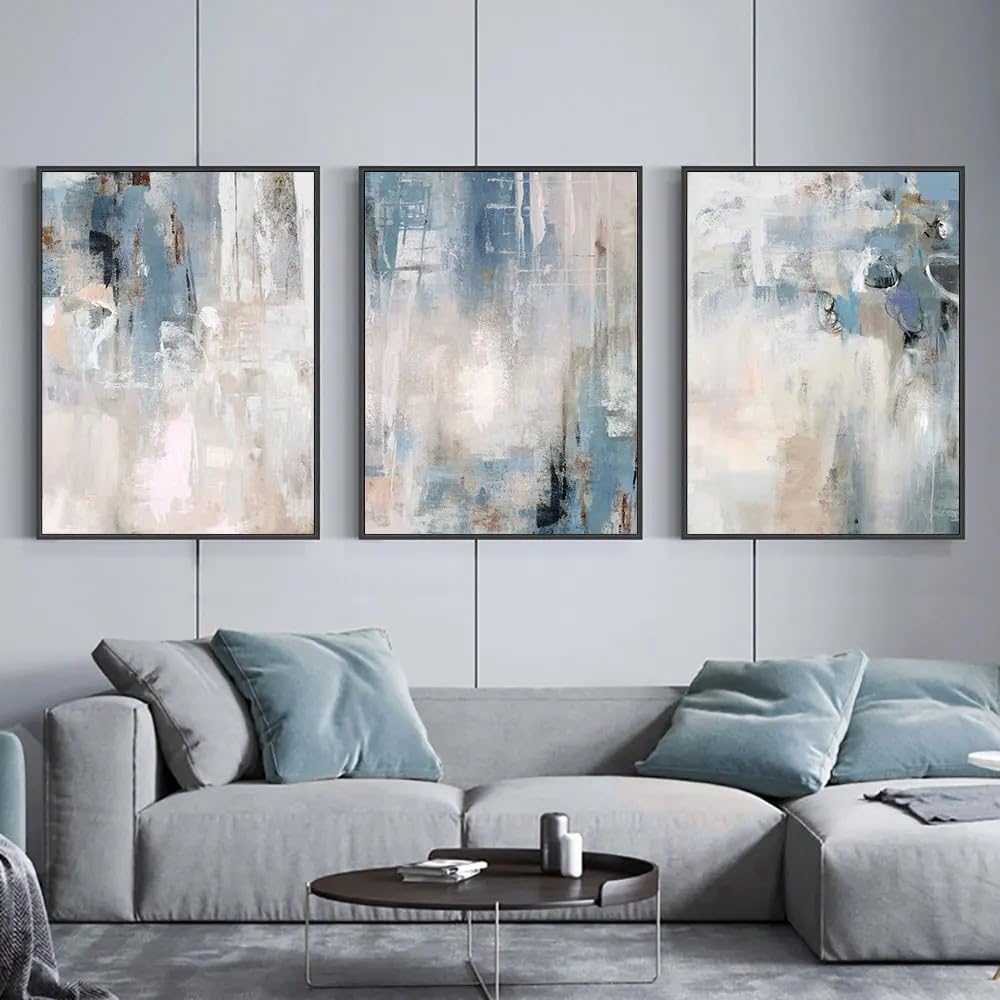 WUHBCZ Art Pictures-Blue Modern Abstract Canvas Painting Home Art Posters Bedroom Corridor Nordic Pictures Living Kitchen Office Decoration Posters-50 * 70cm/3PCS (No Frame)