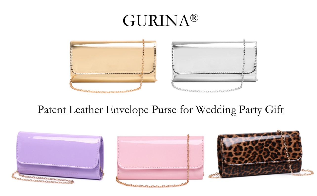 Patent Leather Envelope Clutch for Women Stylish Evening Handbag 