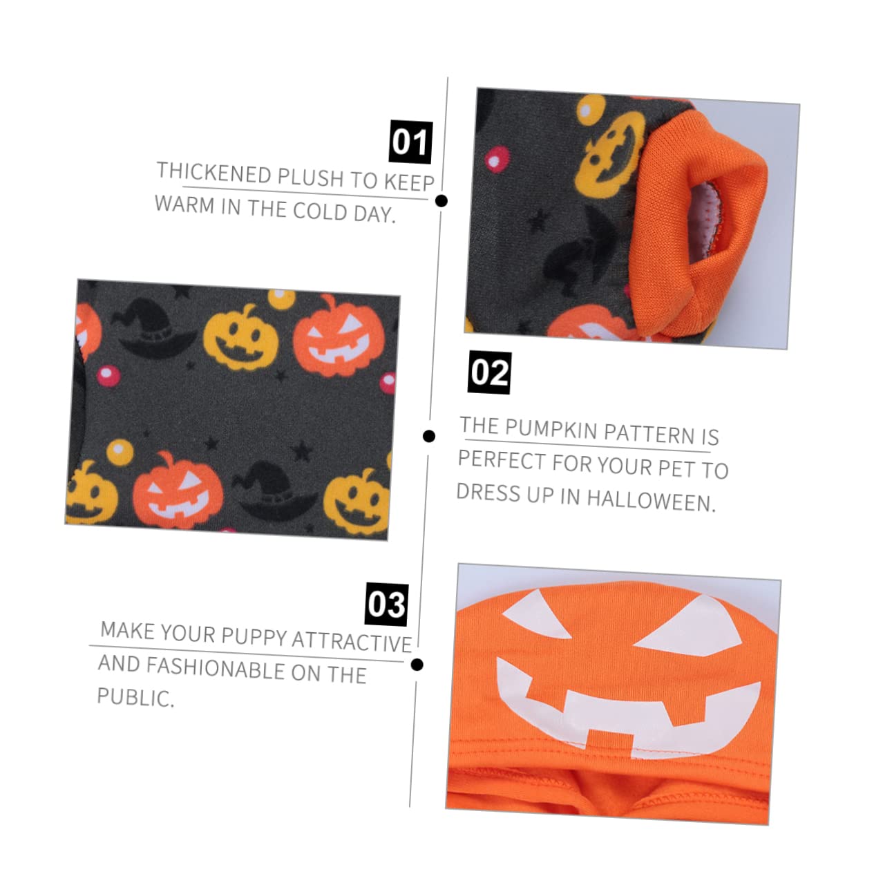 HMJGDHX 2 Pezzi Cappotto per Abbigliamento per Costumi per Animali Domestici per Halloween Cosplay Vestiti di Zucca per Cani Orecchie per Cani per Giacca per Cuccioli