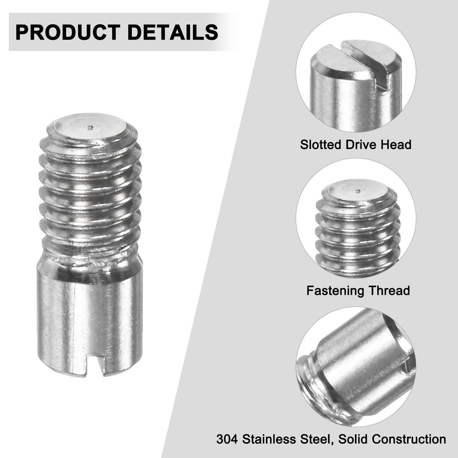 M METERXITY 20-Pack Spinotto Cilindrico A Fessura M5 x 12mm, Spinotti Di Allineamento Con Filettatura Esterna In Acciaio Inossidabile 304 Per Dispositivi Metallici/Progetti [Tono Argento]