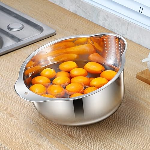 Miniatura 2 de Stainless Steel Washing Bowl Rice Washing Bowl Colander Strainer 20cm Fine Mesh Strainer for Washing Vegetables Fruit Beans Pasta Colander Washing