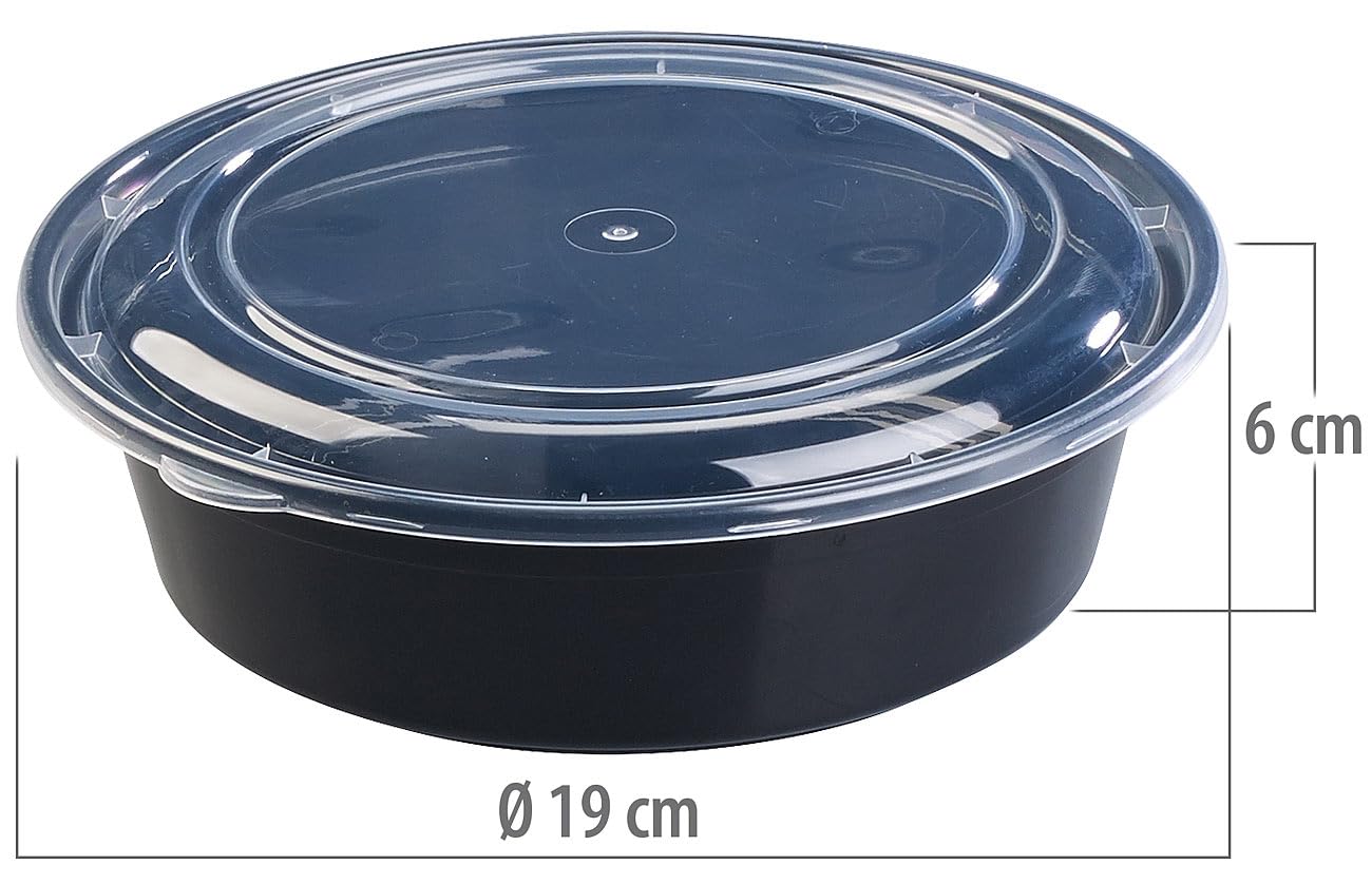 Rosenstein & Söhne Lunchbox-Set: 100er-Set Lebensmittel-Boxen mit Deckeln, 900 ml, rund (Frühstückdose, Boxen mit Trennfächern, Frischhaltedosen)