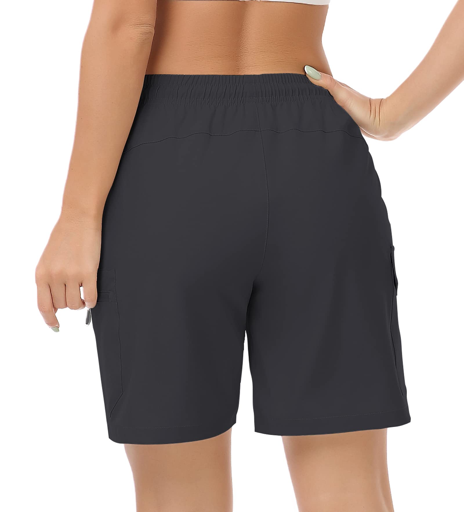 GymBrave Pantalones Cortos Trekking Mujer Verano Cargo Secado Rápido Ligero Cintura Elástica con Bolsillos para Exteriores Deporte