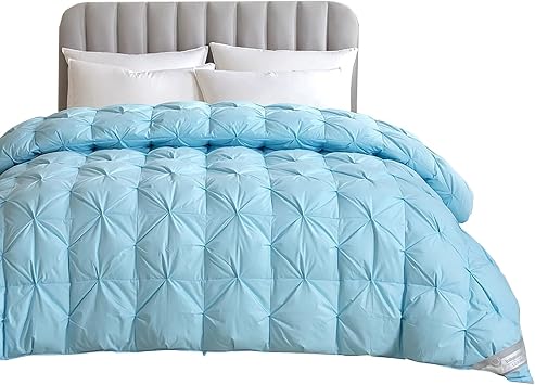 Luxury Goose Down Duvet King Size Comforter All-Season Comfort, Quilts Anti-Allergy | Sizes 150x200 Single, 180x220 Double, 200x230 King, 220x240 Super KingBlue,150x200 cm2.5kg