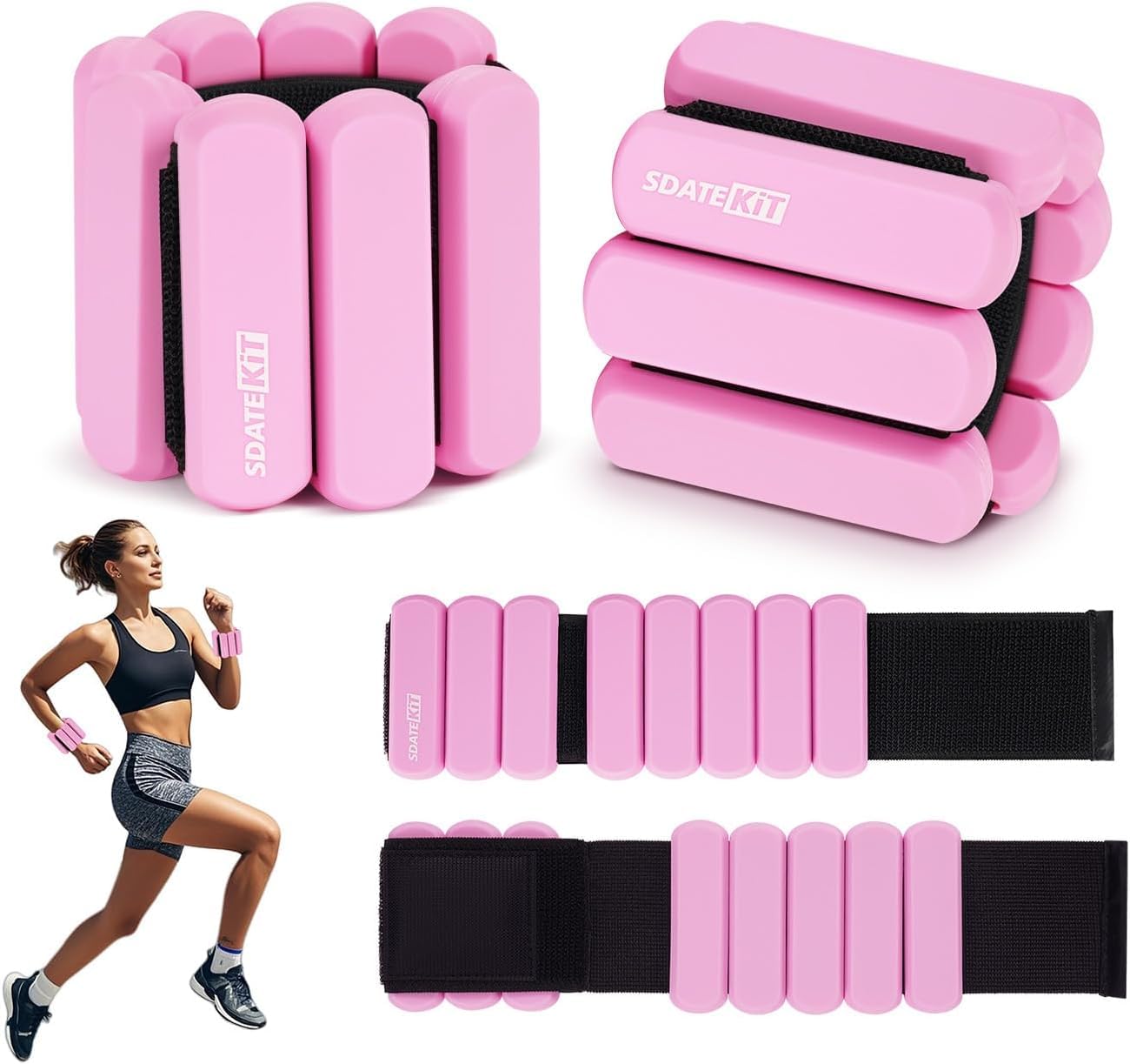 Wrist and Ankle Weights for Women & Men 2 Pack (1lb Each), Adjustable Silicone Wearable Arm & Leg Weights for Pilates, Gym, Yoga, Cardio, Strength