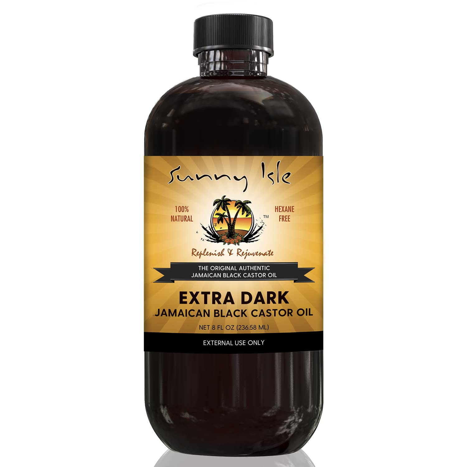 Extra Dark Jamaican Black Castor Oil 8oz - PET Plastic Bottle | 100% Natural High Potency Treatment for Hair, Scalp