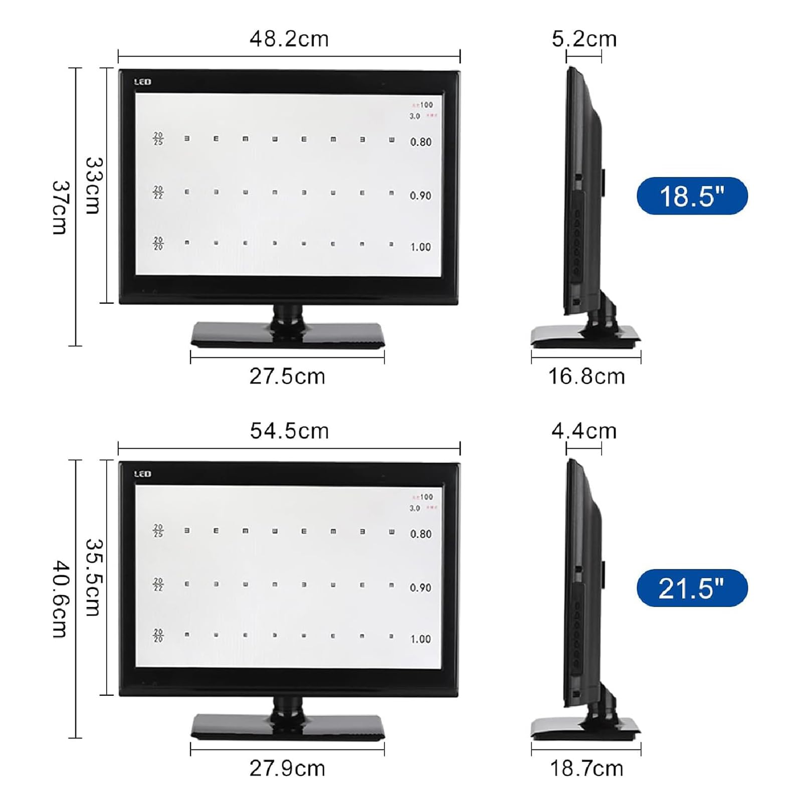 Gráfico óptico digital de agudeza visual LCD, proyector de optometría con control remoto, distancia ajustable de 1 a 6 m, ángulo de visión: H: 170/:160