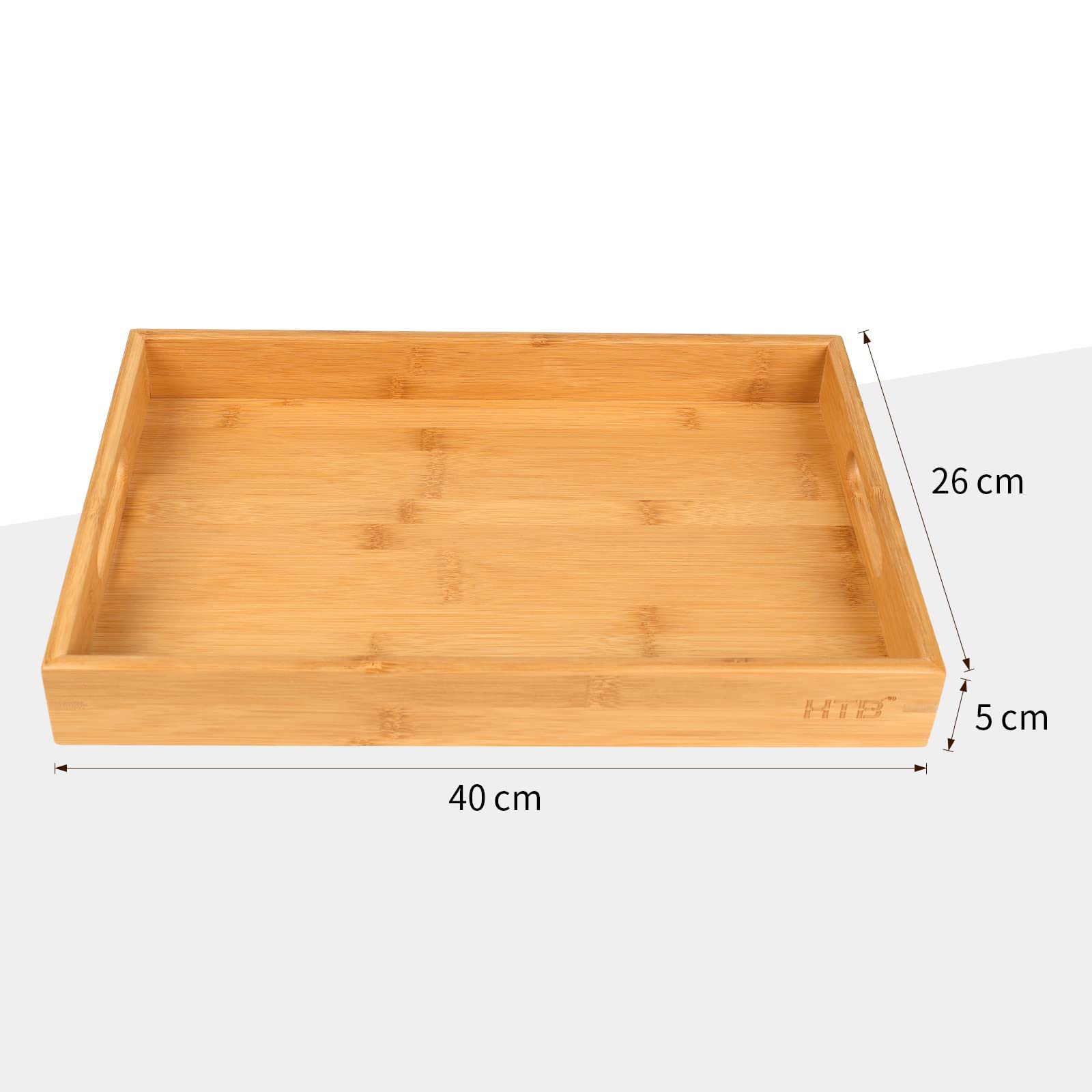 Bamboo Serving Tray with Handle, 40×26cm