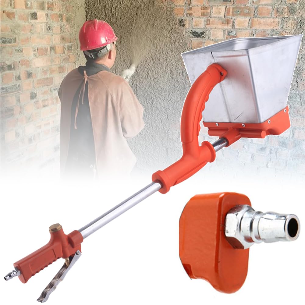 Zementmörtel-Spritzpistole, pneumatischer Stucksprüher mit großem Fassungsvermögen, Legierungsbehälter, 0,4–0,8 MPa für Gipsanwendung, 18 mm Öffnung, 4-Loch-Betontrichter