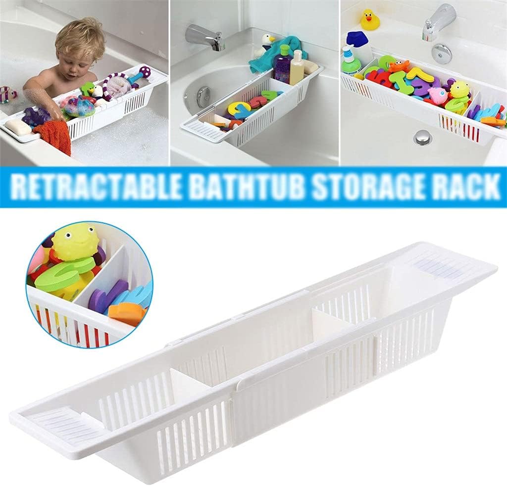 Home Bathtub Caddy Tray Plastic Bathtub Basket Shelf Rack Bath Toys Organizer Retractable Storage Rack