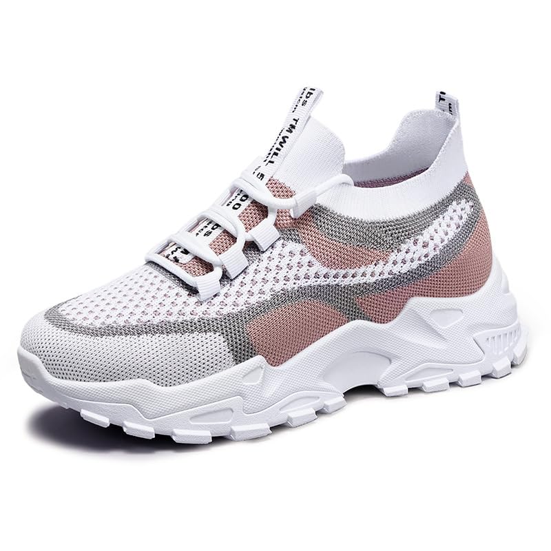 Women's Spring Woven Mesh Shoes – Soft Sole, Breathable & Lightweight Casual Footwear| 37 | White Pink-image-43